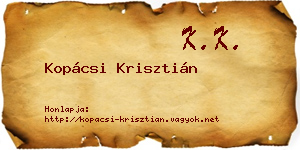 Kopácsi Krisztián névjegykártya