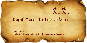 Kopácsi Krisztián névjegykártya